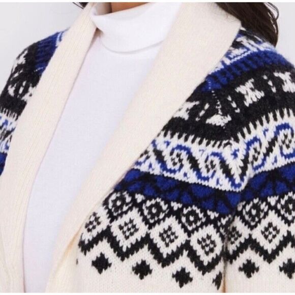 Vineyard Vines Shawl Collar Open-Front Fair Isle Sweater Cashmere XS - Picture 4 of 14